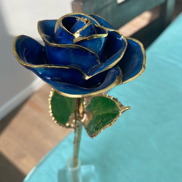 💜free with purchase💜 Elegant Blue and Gold Rose‎ Art Piece - Picture 2 of 3